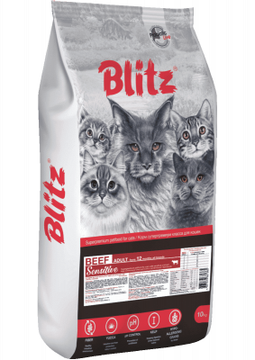 Blitz Adult Cats Sensitive Beef сухой корм для взрослых кошек с говядиной