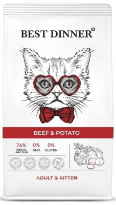 Best Dinner Adult Cat & Kitten Beef & Potato Сухой корм для кошек гипоаллергенный, говядина, картофель