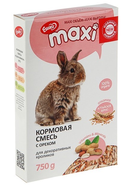 Ешка Maxi кормовая смесь для декоративных кроликов, орех 750 гр