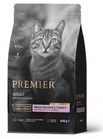 Premier Cat Adult Salmon & Turkey Сухой корм для кошек, Свежее филе лосося с индейкой