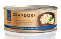 GRANDORF Консервы для кошек куриная грудка с сибасом 70 гр