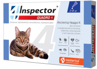 Inspector Quadro Капли от внешних и внутренних паразитов для кошек, (от 1 до 4кг) 1 пип