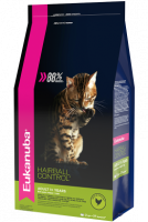 Eukanuba Hairball Сухой корм для взрослых кошек живущих в помещении, способствующий выведению шерсти