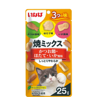 INABA Yakimiksu лакомство запеченное для кошек ассорти вкусов кацуобуси, морского гребешка, кальмара 25г