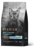 Premier Cat Salmon & Turkey Sterilised Сухой корм для стерилизованных кошек, Свежее филе лосося с индейкой