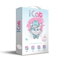 iCat комкующийся белый наполнитель с ароматом детской присыпки, 5 кг