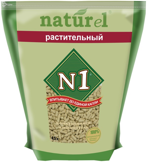 №1 NATUReL Растительный, комкующийся наполнитель 4.5л