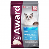 AWARD Special Care Sensitive Skin&Coat для кошек,  для здоровой кожи и шерсти со свежей белой рыбой