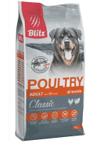 Blitz Classic Poultry Adult Dog All Breeds сухой корм для взрослых собак всех пород с домашней птицей