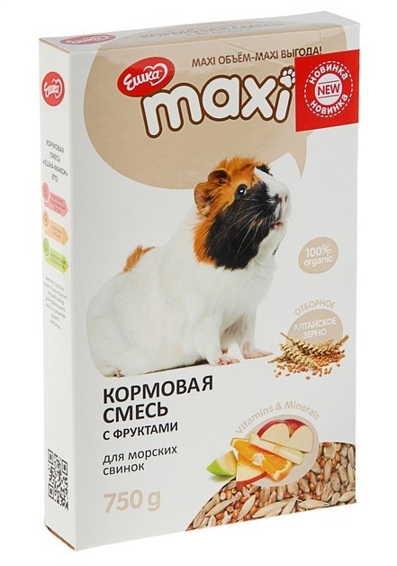 Ешка Maxi кормовая смесь для морских свинок, фрукты 750 гр