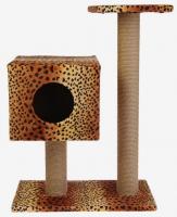 Rich Breed Когтеточка кубизм №4 на подставке с двумя когтеточками и лежанкой, джут, 35*30*85см