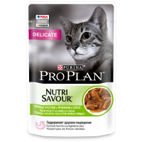 Pro Plan Nutrisavour Delicate для кошек с чувствительным пищеварением, ягненок в соусе 85гр