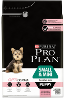Pro Plan Small&Mini Puppy Sensitive Skin, для щенков мелких и карликовых пород, чувствительная кожа, лосось и рис
