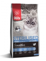 Blitz Sensitive Sterilised Cats сухой корм для стерилизованных кошек с индейкой