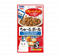 Inaba Ciao Churu Ball Лакомство-топпинг для кошек, шарики с кремовой начинкой, тунец магуро с кацуобуси 10г*3шт