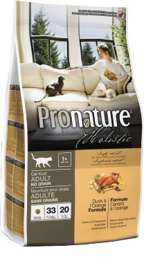 Pronature Holistic корм для кошек, беззерновой, утка с апельсином