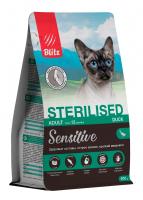 Blitz Sensitive Sterilised Cats сухой корм для стерилизованных кошек с уткой