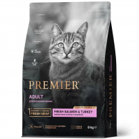Уценка: Premier Cat Adult Salmon & Turkey Сухой корм для кошек, Свежее филе лосося с индейкой (Повреждена упаковка) 
