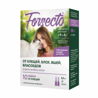 Уценка: Астрафарм Форсекто капли для кошек от клещей, блох, вшей, власоедов, от 4 до 6кг, 0.9 мл (Срок до 31.05.26)