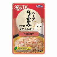 Inaba Ciao Суп Умами Влажный корм для кошек, тунец Магуро с лососем,  доп. рацион, 40 г