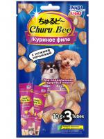 INABA Churu Bee лакомство для собак запеченные трубочки, куриное филе для красоты кожи и шерсти 10г*3