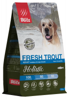 Уценка: Blitz Holistic Adult Fresh Trout сухой корм для собак, свежая форель (Срок до 05.09.26)