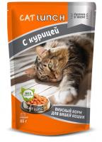 Cat Lunch пауч для кошек кусочки в желе с курицей 85гр