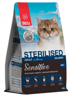 Blitz Sensitive Sterilised Cats сухой корм для стерилизованных кошек с лососем 