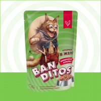 Banditos Влажный корм для взрослых и cтерилизованных кошек, аппетитная курочка, кусочки в желе