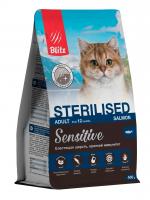 Blitz Sensitive Sterilised Cats сухой корм для стерилизованных кошек с лососем 