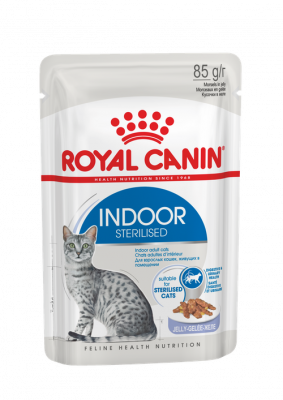 Royal Canin Indoor Sterilized для стерилизованных кошек, живущих в помещении, кусочки в желе