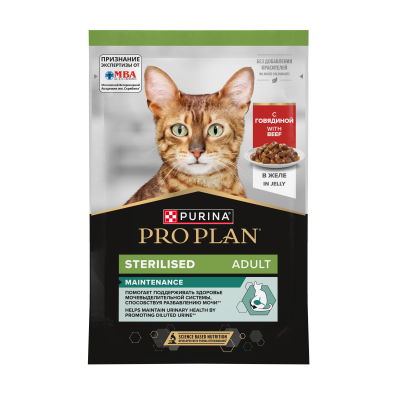 Pro Plan Nutrisavour Sterilised для стерилизованных с говядиной соус 85гр