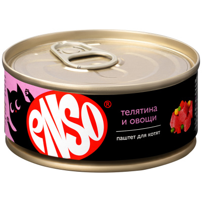 ENSO Корм консервированный полнорационный для котят, паштет с телятиной и овощами