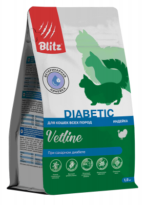 Blitz Vetline Diabetic сухой полнорационный диетический корм для кошек при сахарном диабете