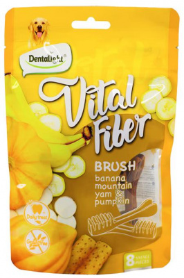 Dentalight Лакомство для собак Vital fiber, зубные щетки для чистки зубов с тыквой и ямсом, 8шт/80г