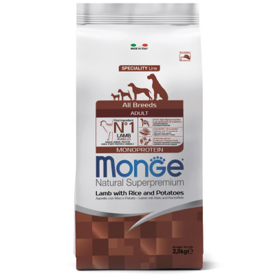 Monge Dog Monoprotein Mini корм для взрослых собак мелких пород ягненок с рисом и картофелем