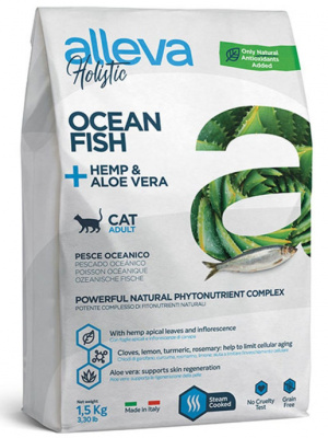 Alleva Holistic Cat Adult Ocean Fish Сухой корм для взрослых кошек с океанической рыбой, коноплей и алое вера