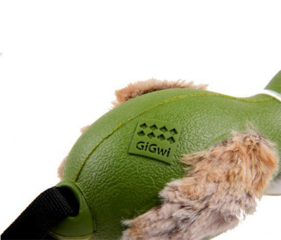 GiGwi 75333 Игрушка для средних и крупных собак утка с отключаемой пищалкой зеленая 18см