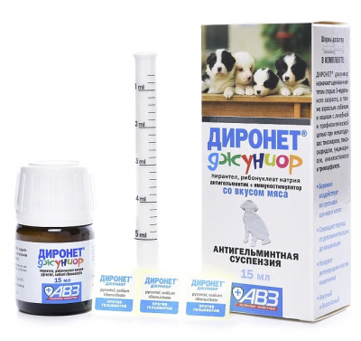 Диронет джуниор, суспензия для котят и щенков, со вкусом мяса 15 мл