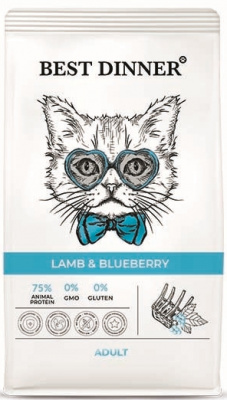 Best Dinner Adult Cat Lamb & Blueberry корм для кошек гипоаллергенный, ягненок, черника