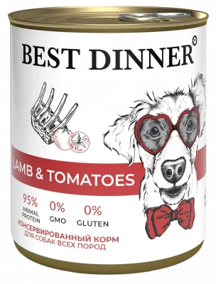 Best Dinner консерва для собак и щенков "Ягненок с томатами"