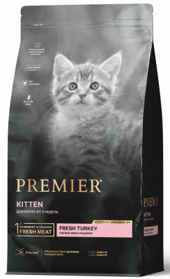 Premier Cat Turkey Kitten Сухой корм для котят, Свежая индейка