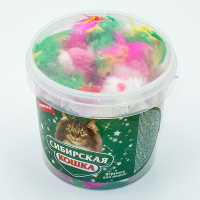 Сибирская Кошка Игрушка для кошек мышь с хвостом из перьев 1шт