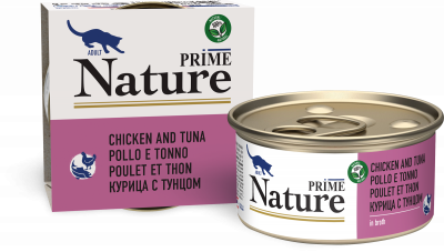 Prime Nature Консервы для кошек в бульоне, курица с тунцом 85гр