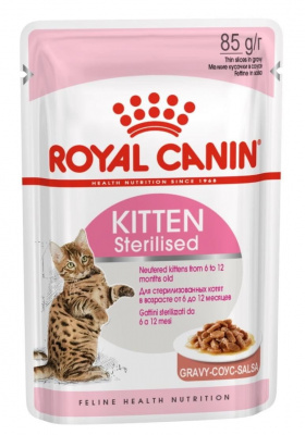 Royal Canin Kitten Sterilised для стерилизованных котят до 12 месяцев, кусочки в соусе