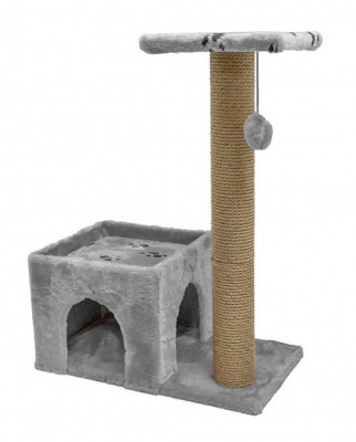 Домик-когтеточка дарэлл, джут 95 сер.квадратн.с удлиненным столбом 66*36*79см