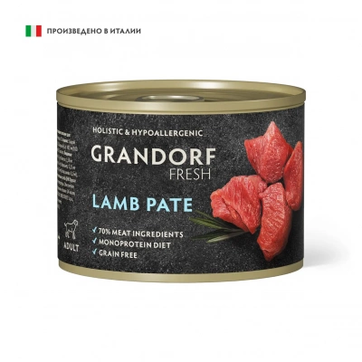 Grandorf Fresh Консервы для собак, паштет из ягненка