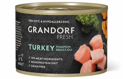 Grandorf Fresh Консервы для собак, паштет из индейки с тыквой и брокколи