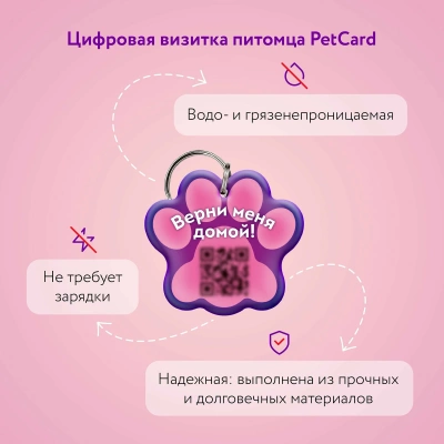 PetCard Цифровая визитка (адресник) для собак и кошек с QR-кодом и NFC