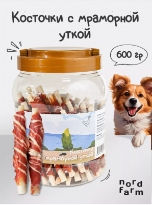 Nord Farm Лакомства для собак, палочки с мраморной уткой 700 г